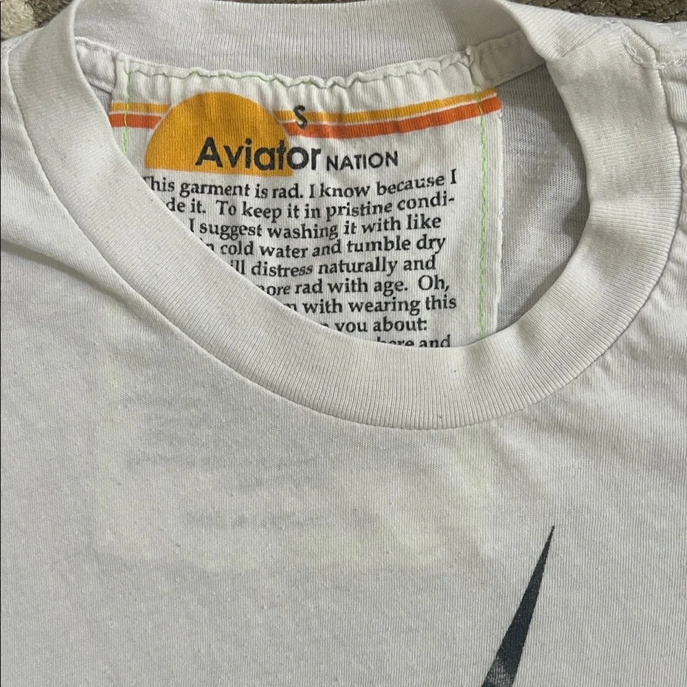 Aviator Nation White Tee with Black Graphic - Picture 2 of 6